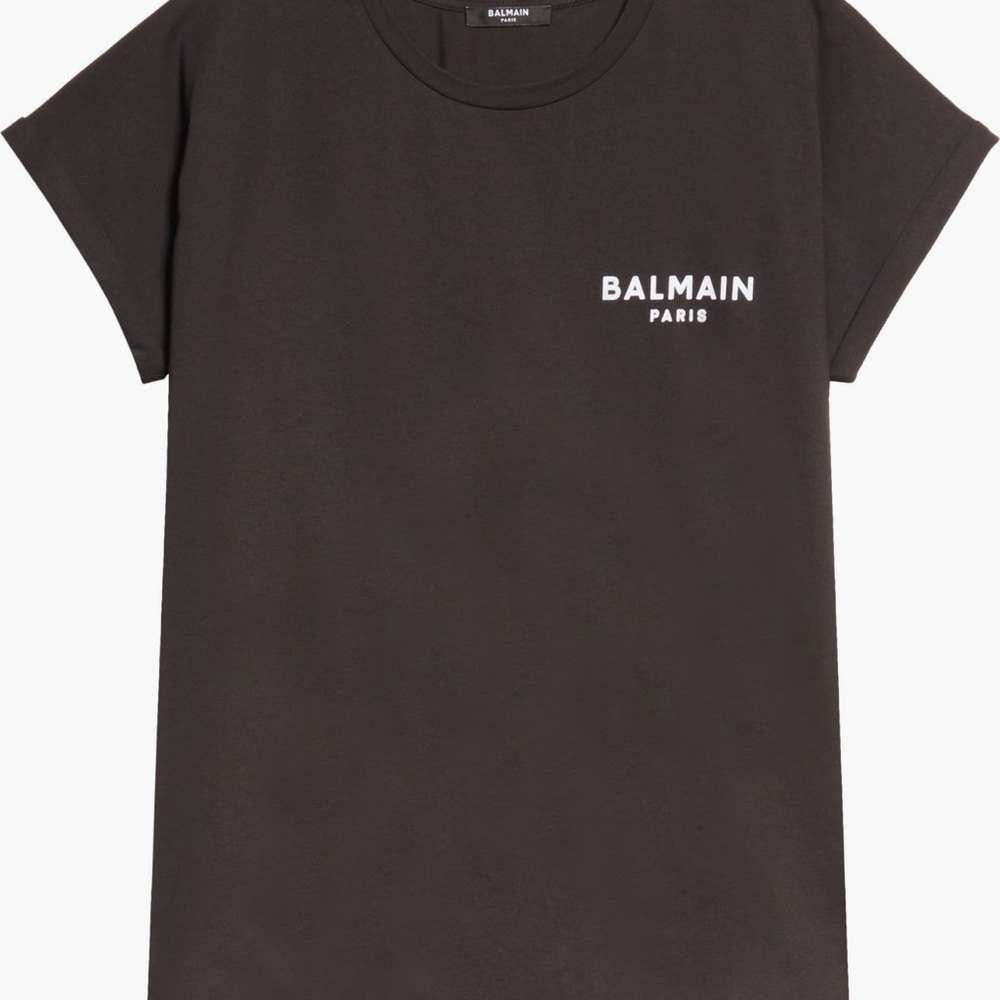 Balmain Black Short Sleeve Tee with Logo - Picture 14 of 15